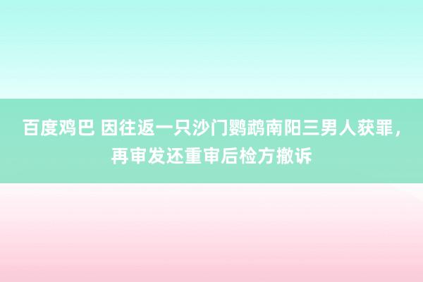 百度鸡巴 因往返一只沙门鹦鹉南阳三男人获罪，再审发还重审后检方撤诉