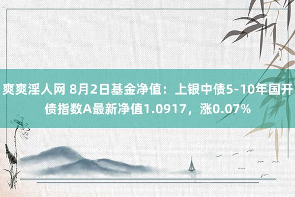 爽爽淫人网 8月2日基金净值：上银中债5-10年国开债指数A最新净值1.0917，涨0.07%