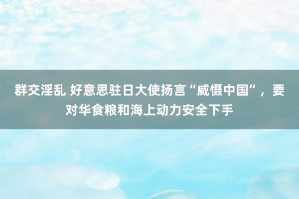 群交淫乱 好意思驻日大使扬言“威慑中国”，要对华食粮和海上动力安全下手