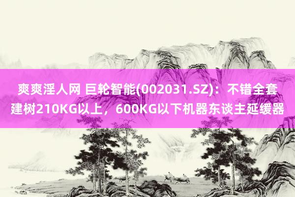 爽爽淫人网 巨轮智能(002031.SZ)：不错全套建树210KG以上，600KG以下机器东谈主延缓器