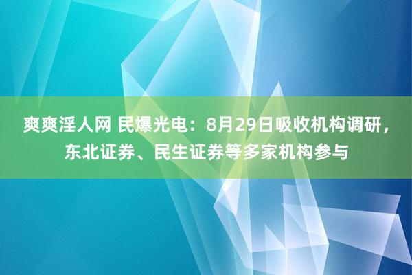 爽爽淫人网 民爆光电：8月29日吸收机构调研，东北证券、民生证券等多家机构参与