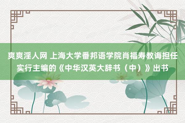 爽爽淫人网 上海大学番邦语学院肖福寿教诲担任实行主编的《中华汉英大辞书（中）》出书